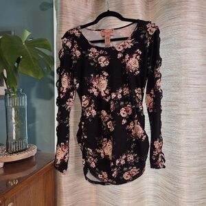 Floral Black and Pink Women's Top
